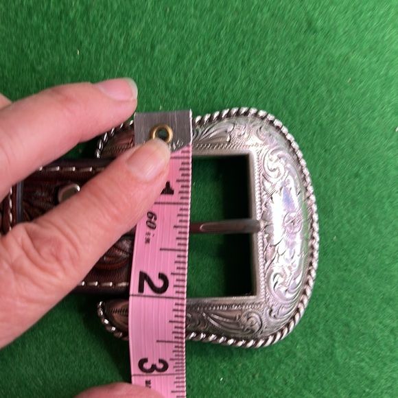 NOCONA BELT CO. LACING EMBOSSED FLORAL CONTRAST WESTERN MENS BELT   SZ 32 - Picture 11 of 14